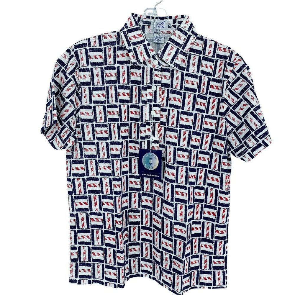 New Leon Levine Polo Shirt Womens PS Candy Cane Striped Short Sleeve Blo…
